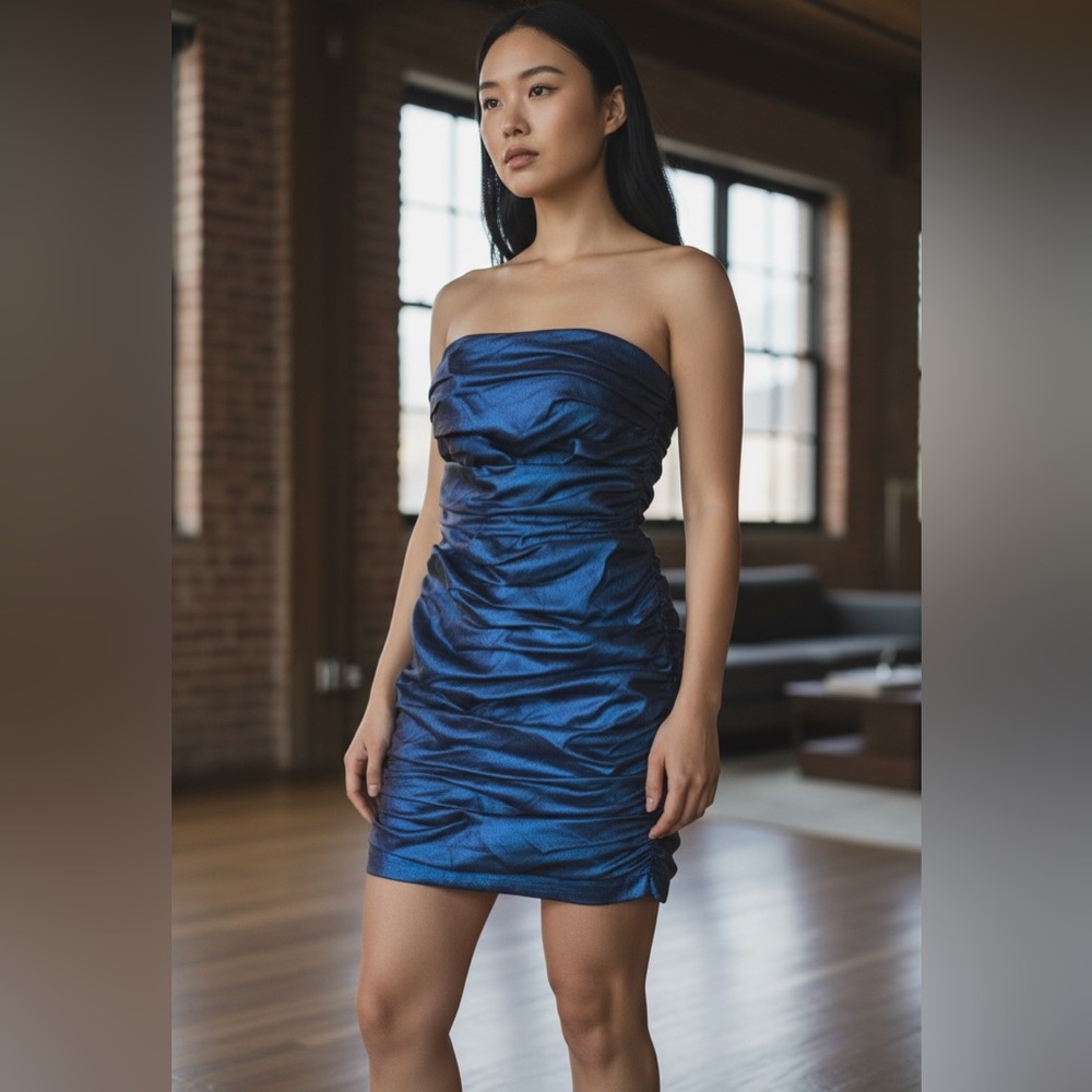 Betsy & Adam Midnight Strapless Dress